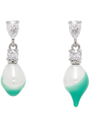 Ottolinger Silver & Green Pearl Dip Earrings