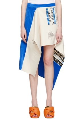 JW Anderson White & Blue Care Label Midi Skirt