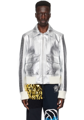 Marine Serre Silver Boxy Leather Jacket