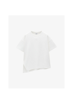 Womens Loewe Anagram-Embroidered Asymmetric-Hem Cotton-Blend Jersey T-Shirt