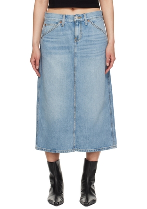 Re/Done Blue Low Rider Midi Skirt