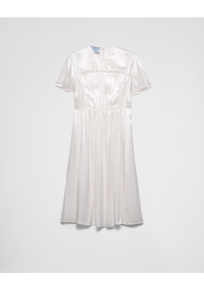 Embroidered satin midi-dress