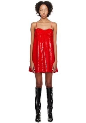 GANNI Red Sequin Mini Dress