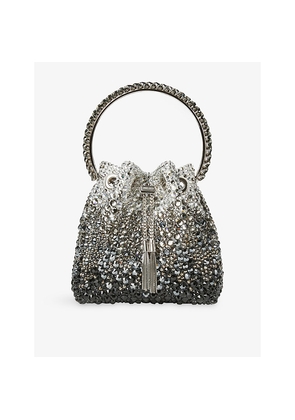 Womens Jimmy Choo Bon Bon Crystal-Embellished Satin Top-Handle Bag