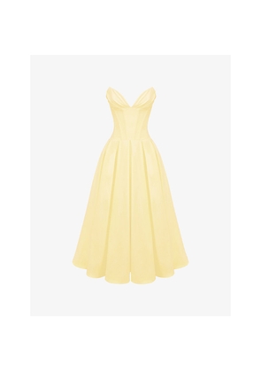 Womens House of CB Lady Plunge-Neck Stretch-Cotton Midi Dress