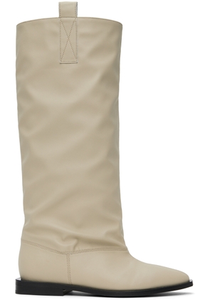 GANNI Beige Western Loose Flat Tubular Boots