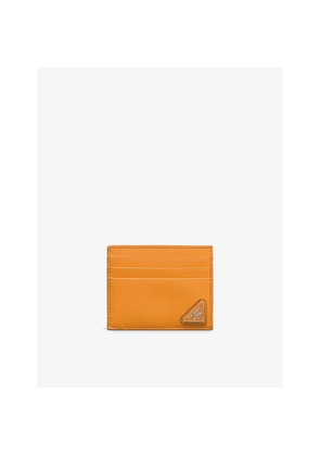 Mens Prada Triangle-Plaque Leather Card Holder