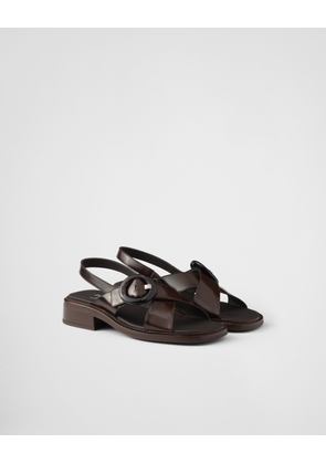 Brushed leather sandals with buckle