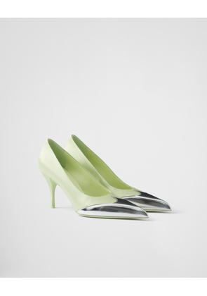 Satin and metallic leather pumps