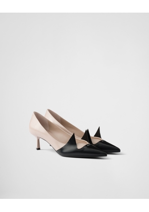 Two-tone brushed leather pumps