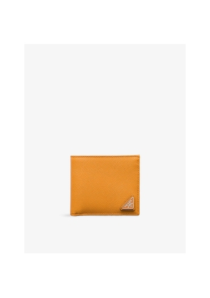 Mens Prada Logo-Plaque Saffiano Leather Wallet