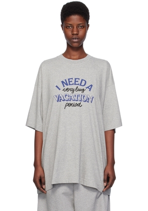 VETEMENTS Gray 'I Need A Vacation' T-Shirt