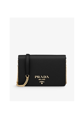 Womens Prada Brand-Plaque Mini Saffiano-Leather Cross-Body Bag