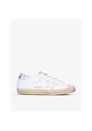 Womens Golden Goose Women's Exclusive Superstar Iridescent-Star Low-Top Leather Trainers