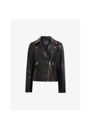 Womens Allsaints Dalby Slim-Fit Metal-Hardware Leather Jacket