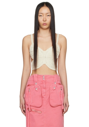 Blumarine Off-White Butterfly Tank Top