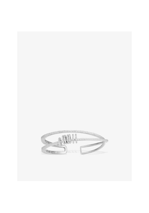 Womens Apm Monaco Double-Band Sliding Rings Sterling-Silver and Zirconia Bracelet