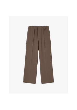 Mens Sandro Elasticated-Waist Wide-Leg Stretch-Woven Trousers