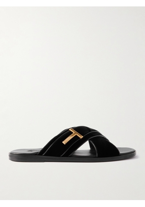 TOM FORD - Embellished Velvet Sandals - Men - Black - UK 7