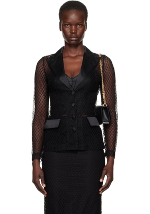 Dolce & Gabbana Black Single-Breasted Mesh 'Dolce' Tuxedo Jacket