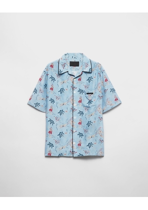 Printed silk blend bowling shirt