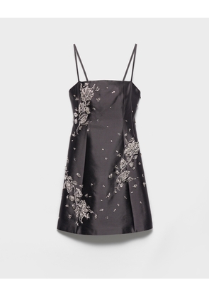 Embroidered silk and wool mini-dress