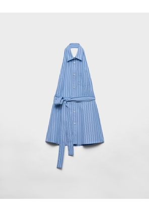 Sleeveless striped poplin shirt