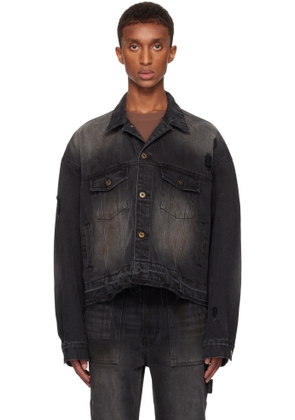 We11done Black Distressed Denim Jacket
