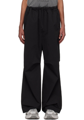 We11done Black Tucked Wide Trousers