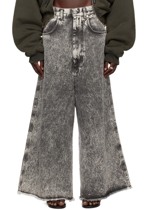 LU'U DAN Black Wide Cropped Jeans