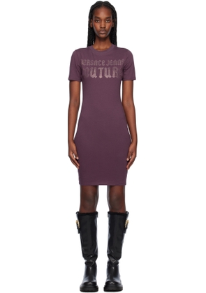 Versace Jeans Couture Purple Gothic Logo T-Shirt Minidress