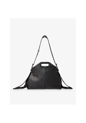 Womens Maje Miss M Logo-Embossed Fringed-Trim Leather Shoulder Bag