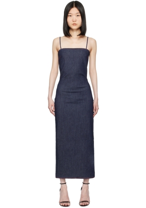ALAÏA Blue Spaghetti Strap Denim Midi Dress
