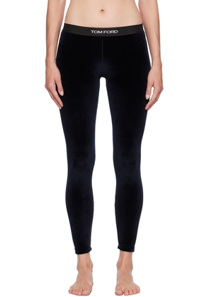 TOM FORD Navy Jacquard-Logo Leggings