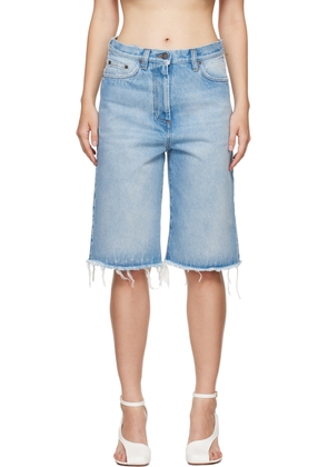 Dries Van Noten Blue Frayed Edge Denim Shorts