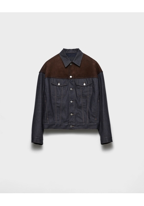Denim and suede blouson jacket