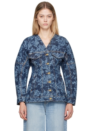 GANNI Navy Lazer Denim Jacket