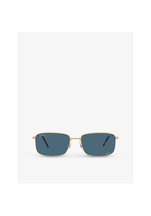 Ray-Ban Rb3717 Rectangle-Frame Metal Sunglasses