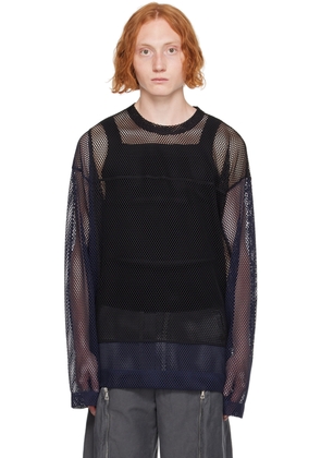 Dries Van Noten Navy & Black Crewneck Long Sleeve T-Shirt