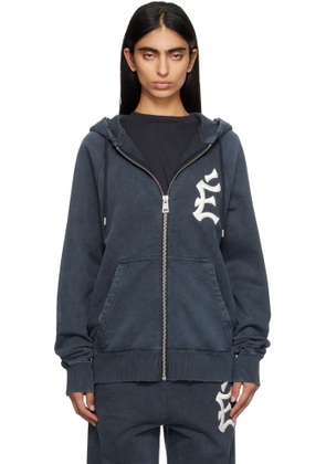 Études Navy 'The City' Loose Zipped Hoodie