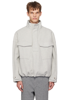 Solid Homme Gray Half-Zip Sweatshirt