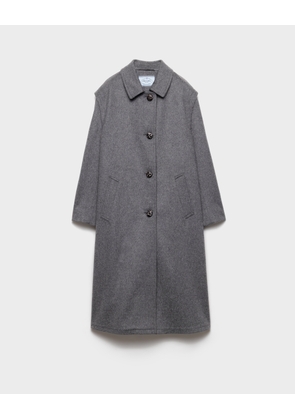 Single-breasted double loden cloth coat