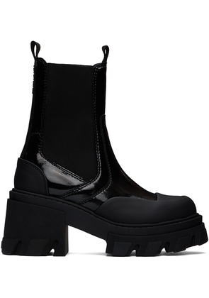 GANNI Black Cleated Heeled Mid Chelsea Boots