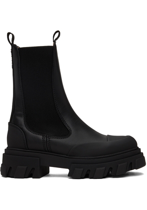 GANNI Black Stitch Cleated Mid Chelsea Boots