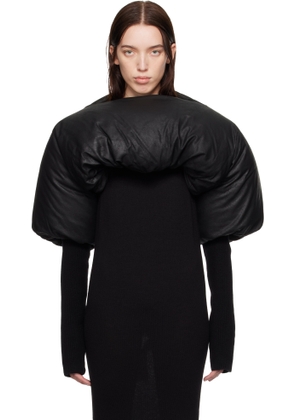 Rick Owens Black Porterville Duvetina Shroud Leather Down Jacket