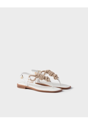 Leather and cord thong sandals