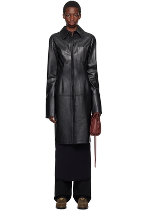 Sportmax Black Oidio Leather Midi Dress