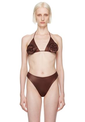 Magda Butrym Brown Floral Bikini Top