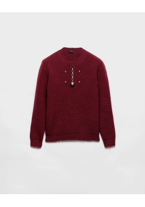 Wool crew-neck sweater with pendant