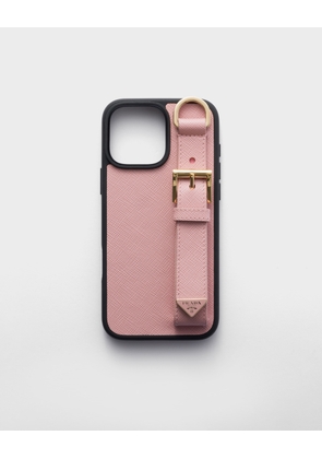 Saffiano leather case for iPhone 16 Pro Max